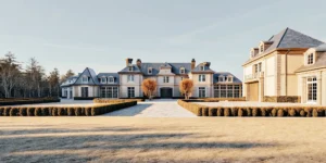 Exterior of The Charles Chateau French-inspired private estate in Dedham, Massachusetts