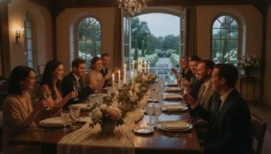 Intimate wedding dinner at a private estate in Massachusetts