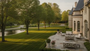 French Chateau-inspired private estate near Boston with manicured grounds