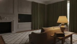 A dim private estate media room with a large screen and a low sectional facing it